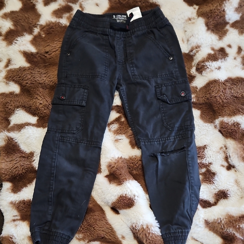 Kids Black Cargo Pants